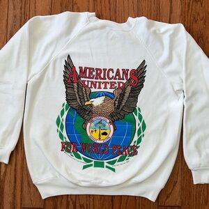 Vintage Crewneck Sweatshirt with Desert Storm Patch - White